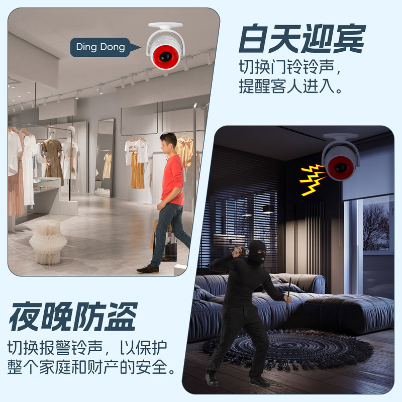 赤外線警報探知器人体赤外線警報器家庭用ドアと窓の盗難防止店舗の現場音光警報器|undefined