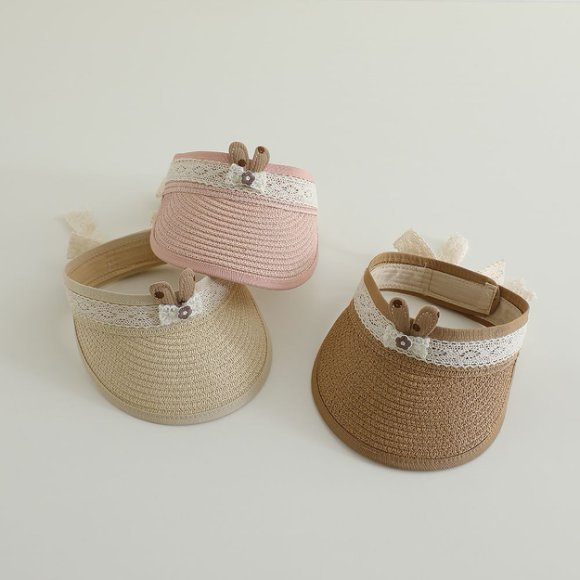 Sombrero de paja de encaje vacío para niños de verano coreano para bebés de protección solar sin techo para viajar sombrero de sol para mujeres de moda