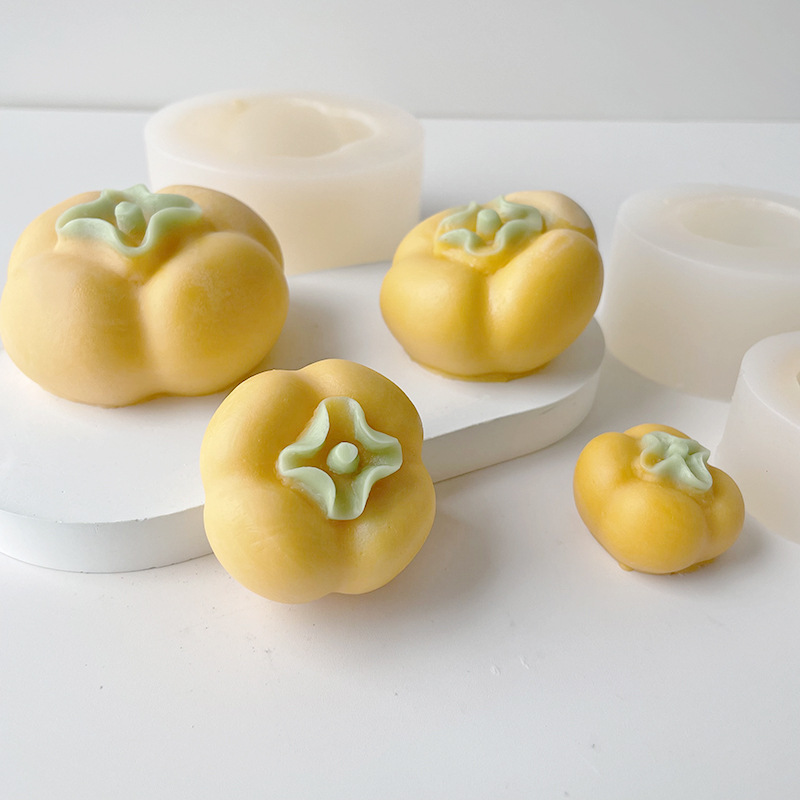 Tridimensional caqui chocolate molde de silicona DIY mousse pastel de jabón hecho a mano epoxi aromaterapia vela molde de yeso