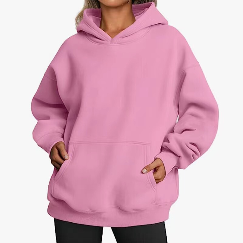 Amazon ヨーロッパとアメリカのクロスボーダー 2024 新しい女性の春と秋のフード付きスウェットシャツカジュアルポケットトップルーズプルオーバー|undefined