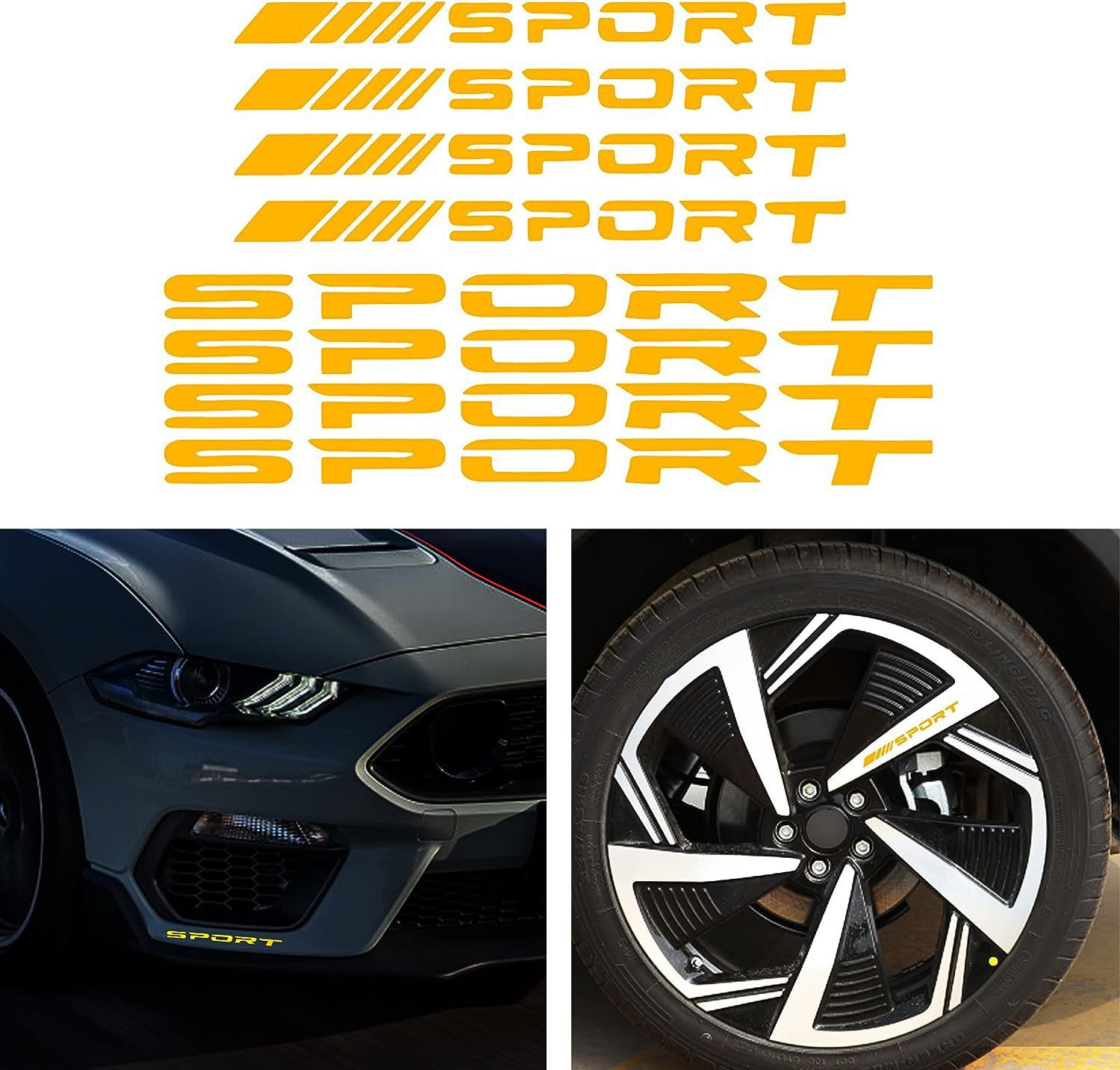 Amazon deporte rueda Hub inglés letras reflectantes coche pegatinas coche neumático decoración carreras deportes llanta calcomanías