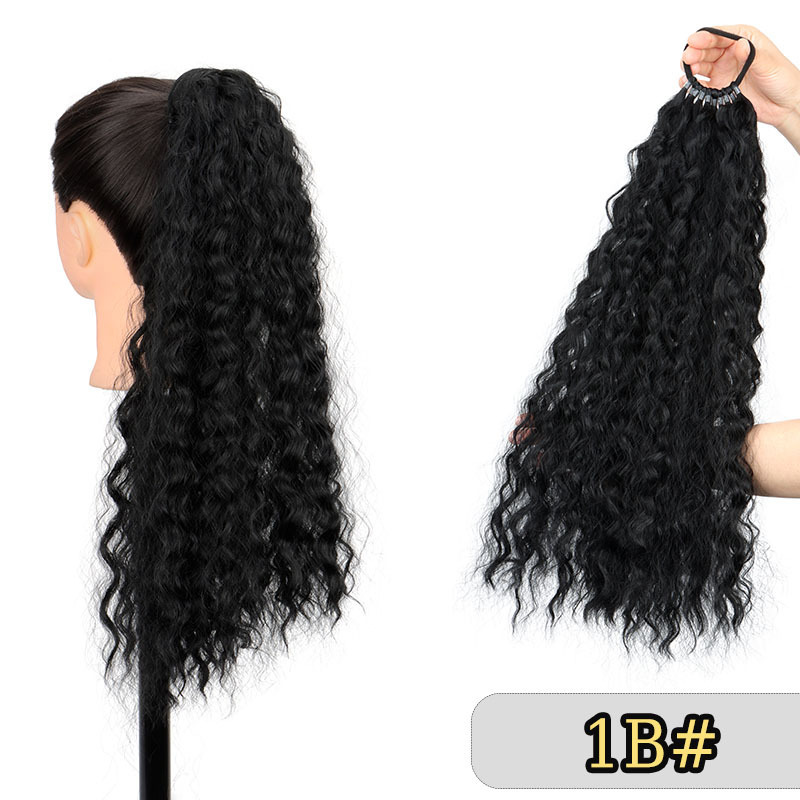 国境を越えた売れ筋女性用ウィッグポニーテール 18inch 小さなカーリー輪ゴムポニーテールヘアエクステンション新しいファッション三つ編みヘア|undefined