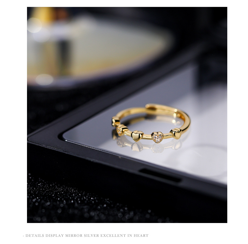 Daily Occasion 925 Sterling Silver Material 925 Sterling Silver Zircon Heart Shape Butterfly Open Ring