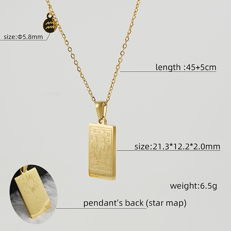 Fashion Square Constellation Stainless Steel Plating Necklace 1 Piece display picture 1