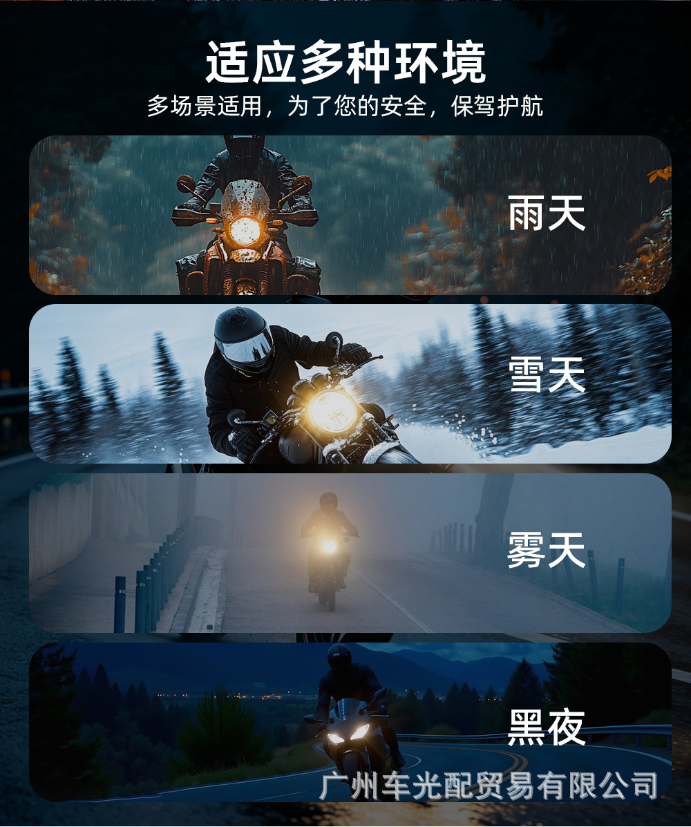 Cross-border exclusive supply of wide-voltage 12-24v motorcycle front headlight L4X all-aluminum white light 4LED motorcycle external spotlight