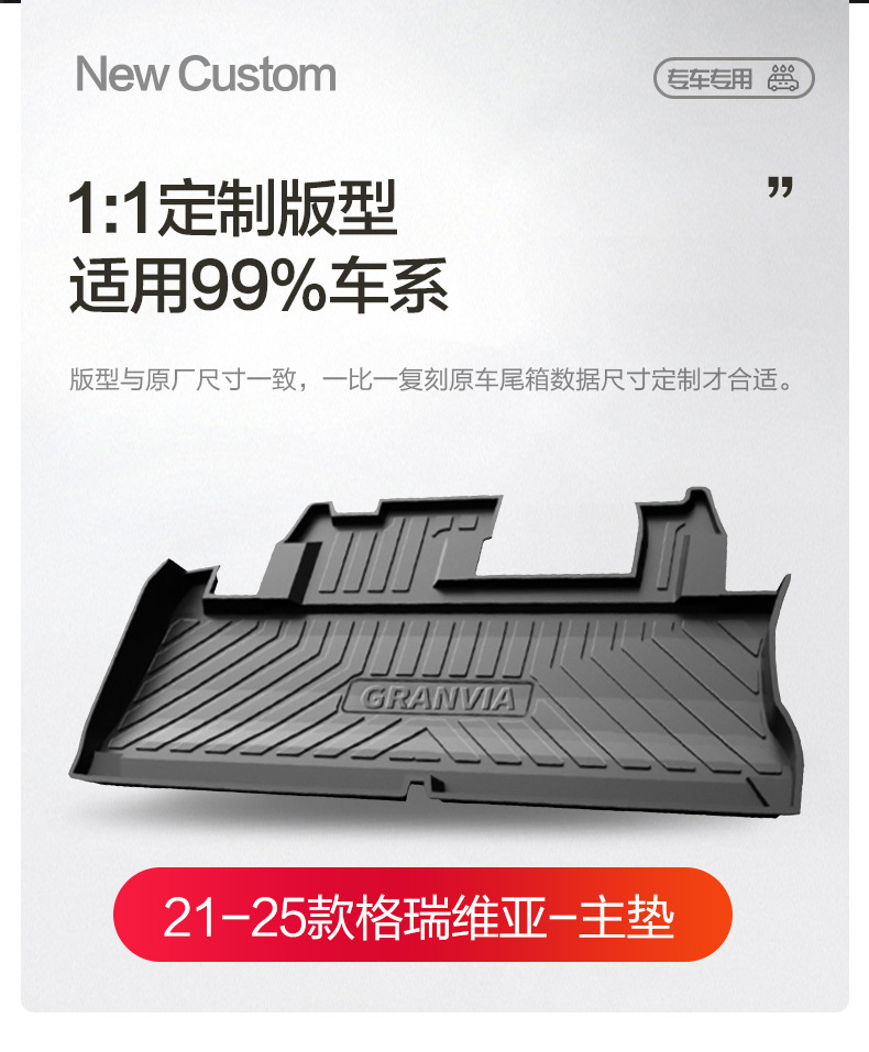 Suitable for Toyota Grevia Trunk Mat Special Modified Accessories for Automotive Products TPE Waterproof Rear Mat