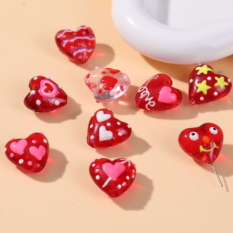 10g Weight Pendant, Beads Jewelry Making Type 20mm Jewelry Making Size DIY Jewelry Accessories Classification 1 Piece Quantity Glass Material Heart Shape Pattern Enamel Design Sweet Style 1 Piece 20mm Glass Heart Shape DIY Jewelry Accessories Pendant Beads 3