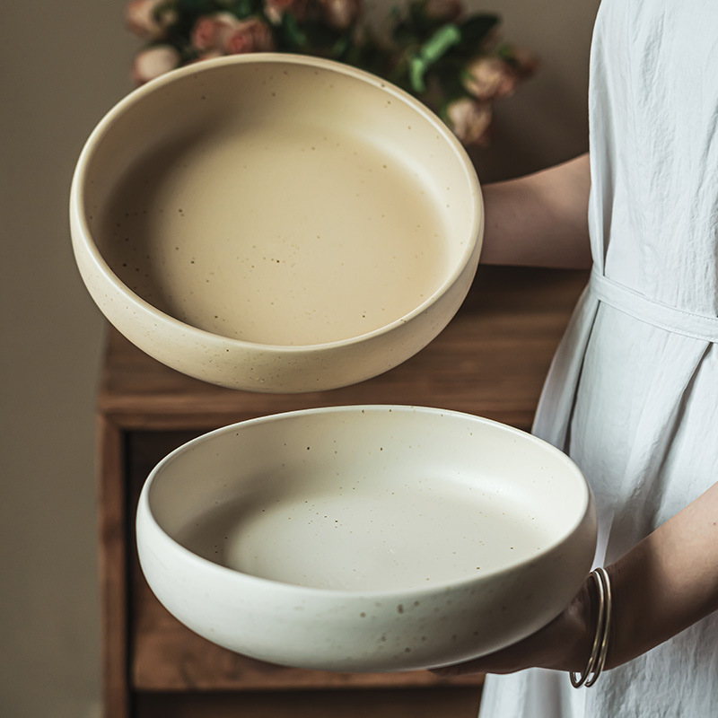 Cerámica de sésamo esmaltada de estilo retro tazón de cubiertos domésticos tazón de sopa de langosta tazón de pescado de chupa tazón de verduras