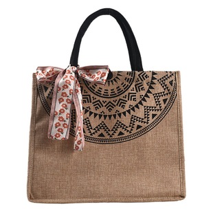 Spot Large Capacity Linen Handbag Women's Vintage Fashion Jute Cloth Shoulder Tote Bag All-match Mummy Bag
