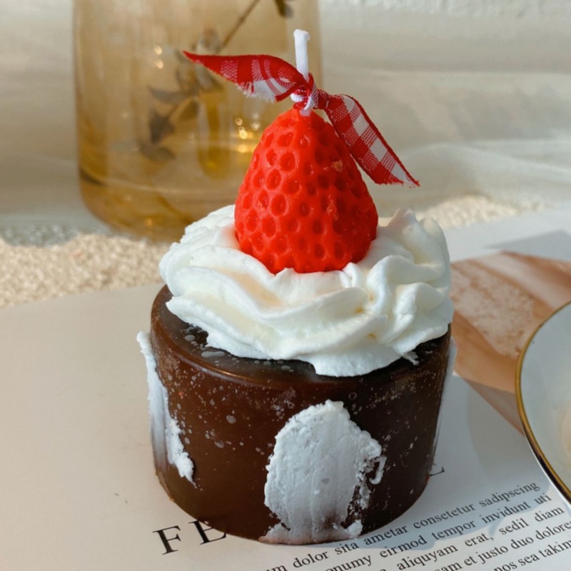 INS crema pastel de fresa aromaterapia vela galleta cumpleaños nicho avanzado regalo creativo romántico dormitorio caja de regalo