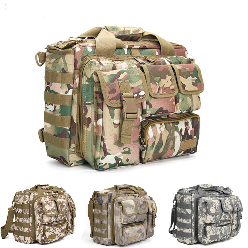 Camouflage Briefcase, Water-Repellent, Wear-Resistant Outdoor Bag, Tactical Easy-To-Carry Laptop Shoulder Bag