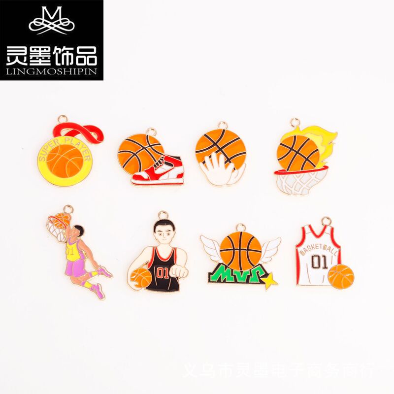 [Original] Sports Series Basketball Player Basketball Uniform Oil-Drip Alloy Accessories Necklace Earrings Pendant