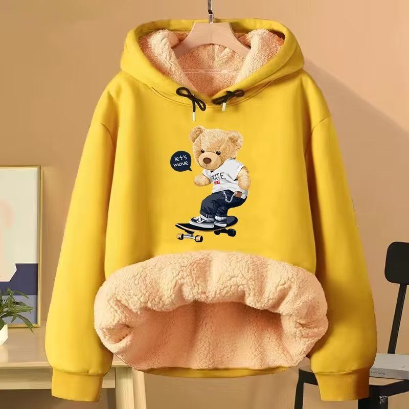 Damen Kapuzenpullover Aus Lammfell Für Paare Herbst Winter Mode_voghion.com