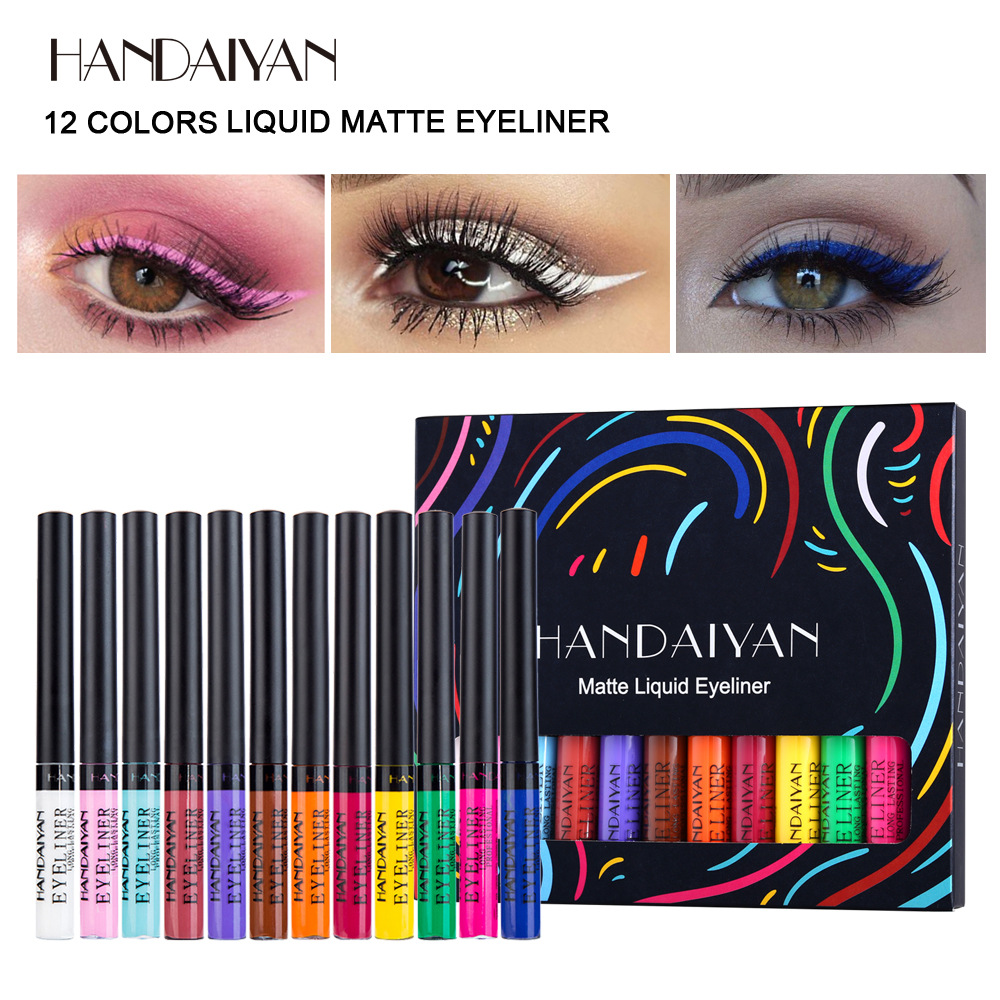 Productos explosivos transfronterizos, maquillaje de color, Handaiyan, delineador de ojos mate de color, líquido de delineador de ojos líquido de secado rápido, impermeable y duradero.