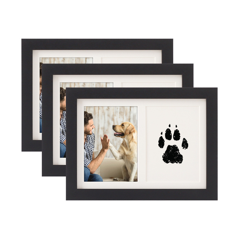 Cross-Border Pet Paw Print Photo Frame Display DIY Cat Paw Print 7inch Dog Paw Print Ink Pad Cardboard Display Frame