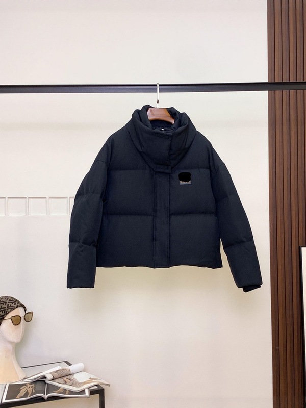2025MIU家新款鹅绒短款羽绒服女宽松立领外贸长袖咖色户外服装|undefined