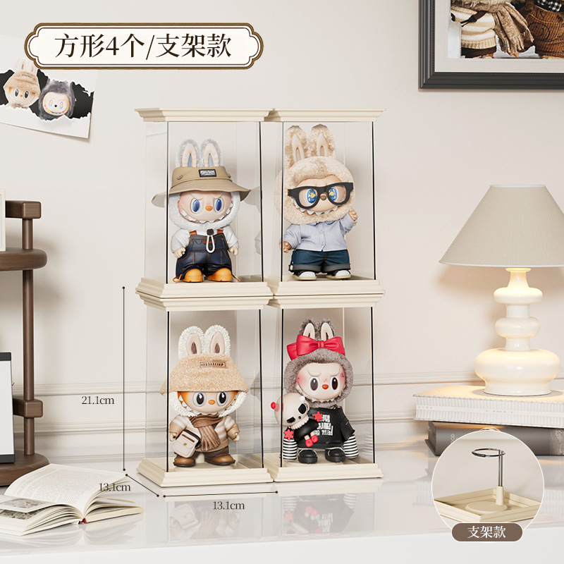 罗马柱盲盒收纳展示架单个labubu搪胶娃娃手办透明防尘展示柜盒子|undefined