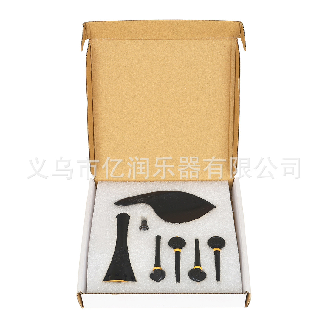 小提琴雕花天然乌木4件套浮雕拉弦板欧式浮雕弦轴4/4通用型配件