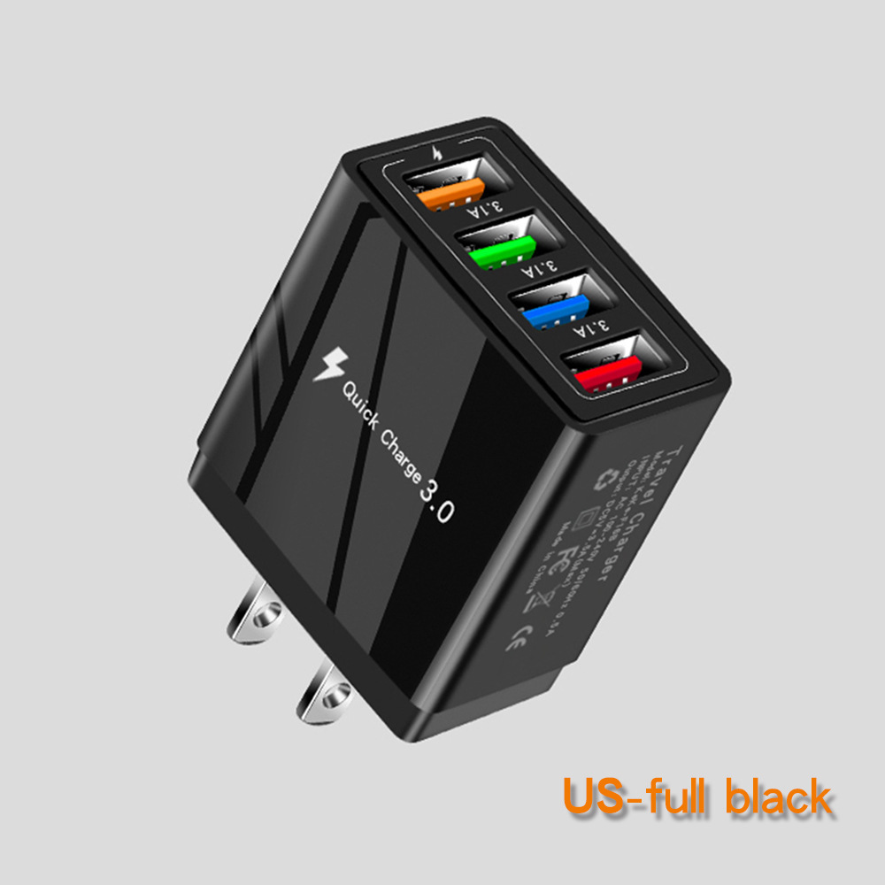 4usb cargador de teléfono móvil 3a color cabeza de carga LED luz estándar europeo estándar americano tableta transfronteriza exclusivo para venta al por mayor