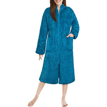 冬季中长款保暖女式棉衣家居服温暖毯子保暖舒适外套拉链款休闲服