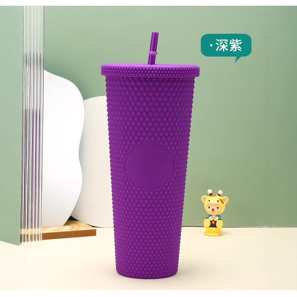 Copa ins estilo de alta apariencia regalo de la muchacha Copa de diamante de gran capacidad transfronteriza de doble capa taza de paja de plástico Copa Durian