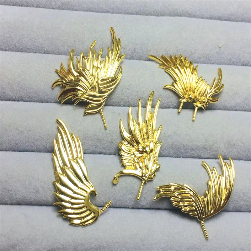 铜镀真金天使阿飘凤凰翅膀配件 diy自制插针巴洛克珍珠创意材料