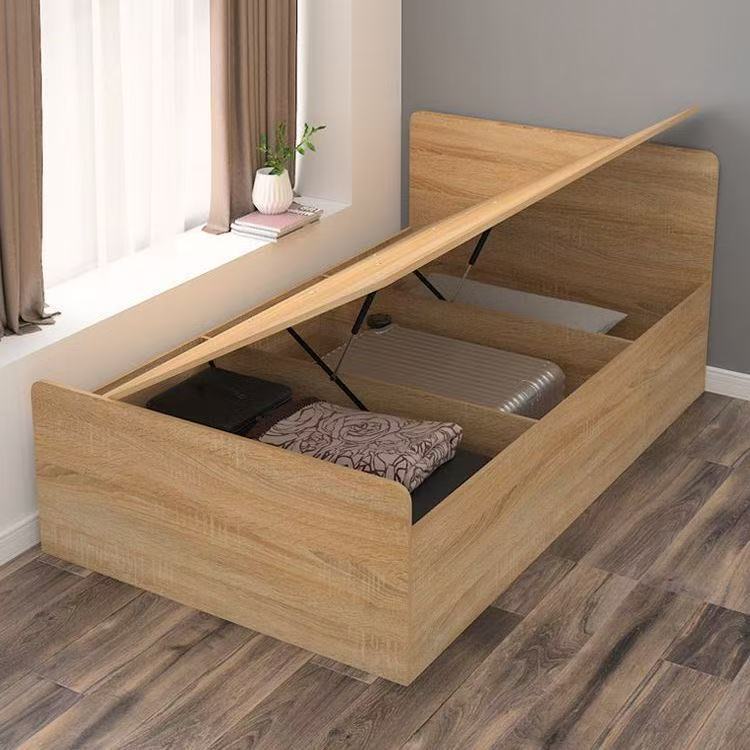 Pneumatic High Box Storage Bed 1m Small Apartment Box Bed 1.2m Solid Wood Storage Bed Modern and Simple