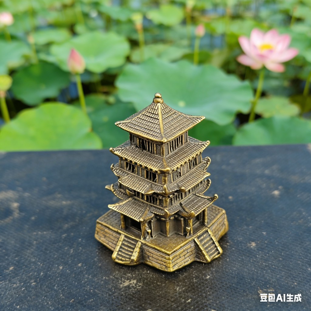 镀铜瑞檐名楼模型摆件金属工艺品礼物礼品黄鹤楼纪念物家居装饰品