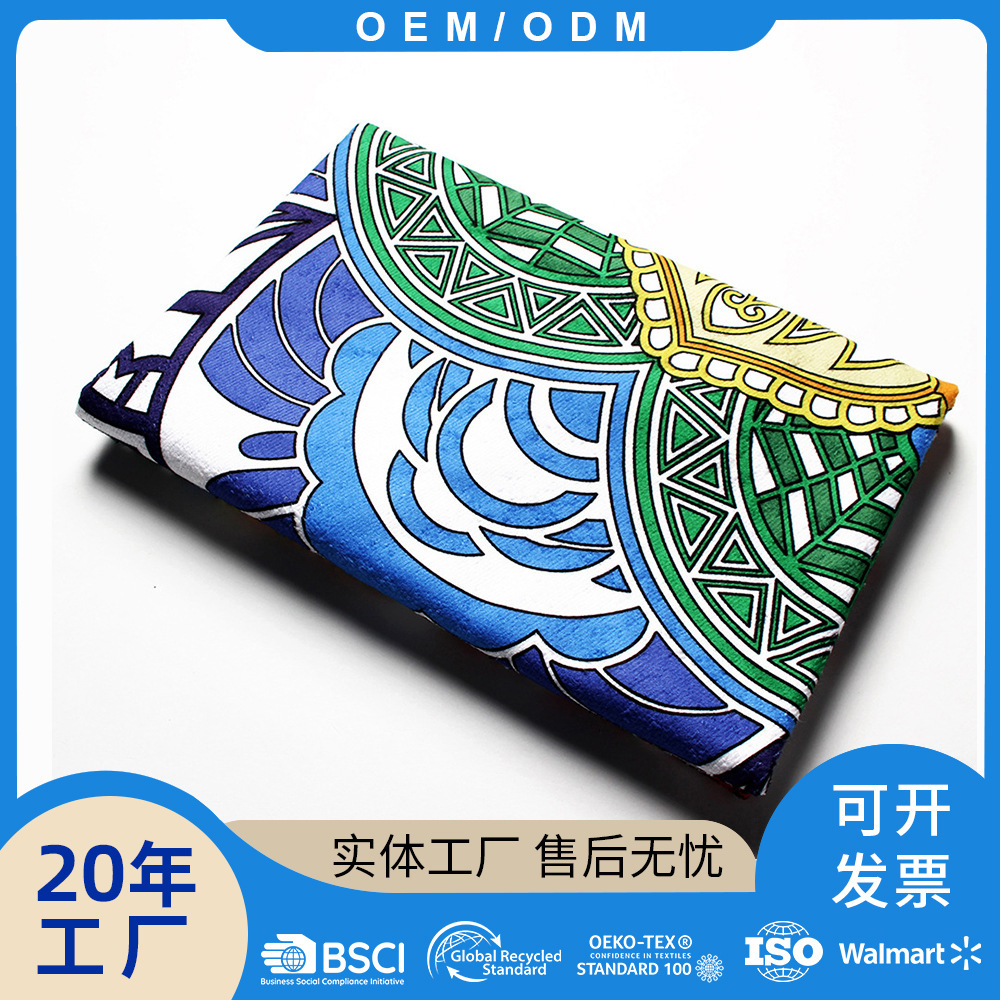 Factory Wholesale Lightweight and Compact Flannel Printed Round Beach Towel Soft, Water-Absorbent and Quick-Drying with Customizable Patterns