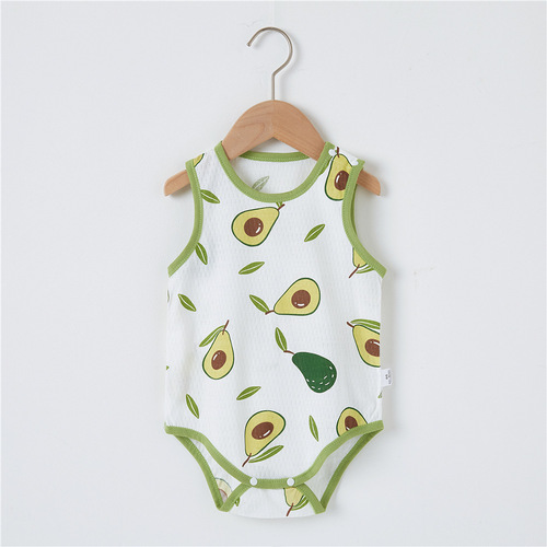 Baby onesie summer pure cotton thin newborn clothes for girls triangular harikiri crawling top diaper cover
