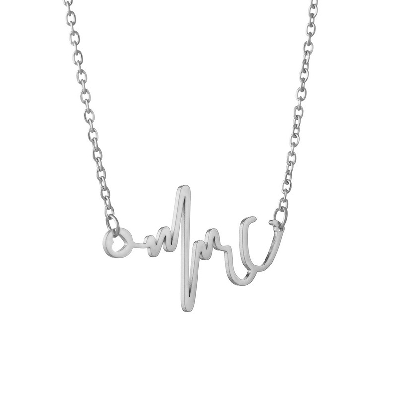 Elegant Lady Electrocardiogram Stainless Steel Pendant Necklace display picture 4