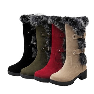 20 new autumn and winter new women's casual frosted boots low heel rabbit fur snow boots foreign trade factory