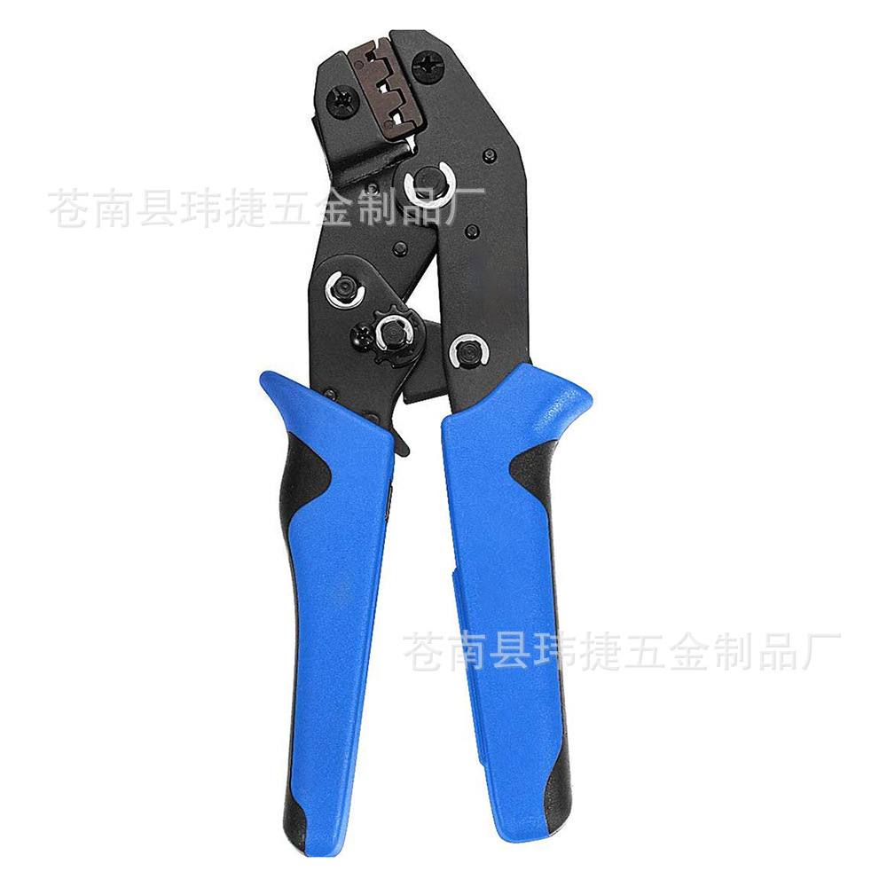 跨境供应SN-28B棘轮式压接钳多功能压线钳棘轮式端子红蓝柄压线钳