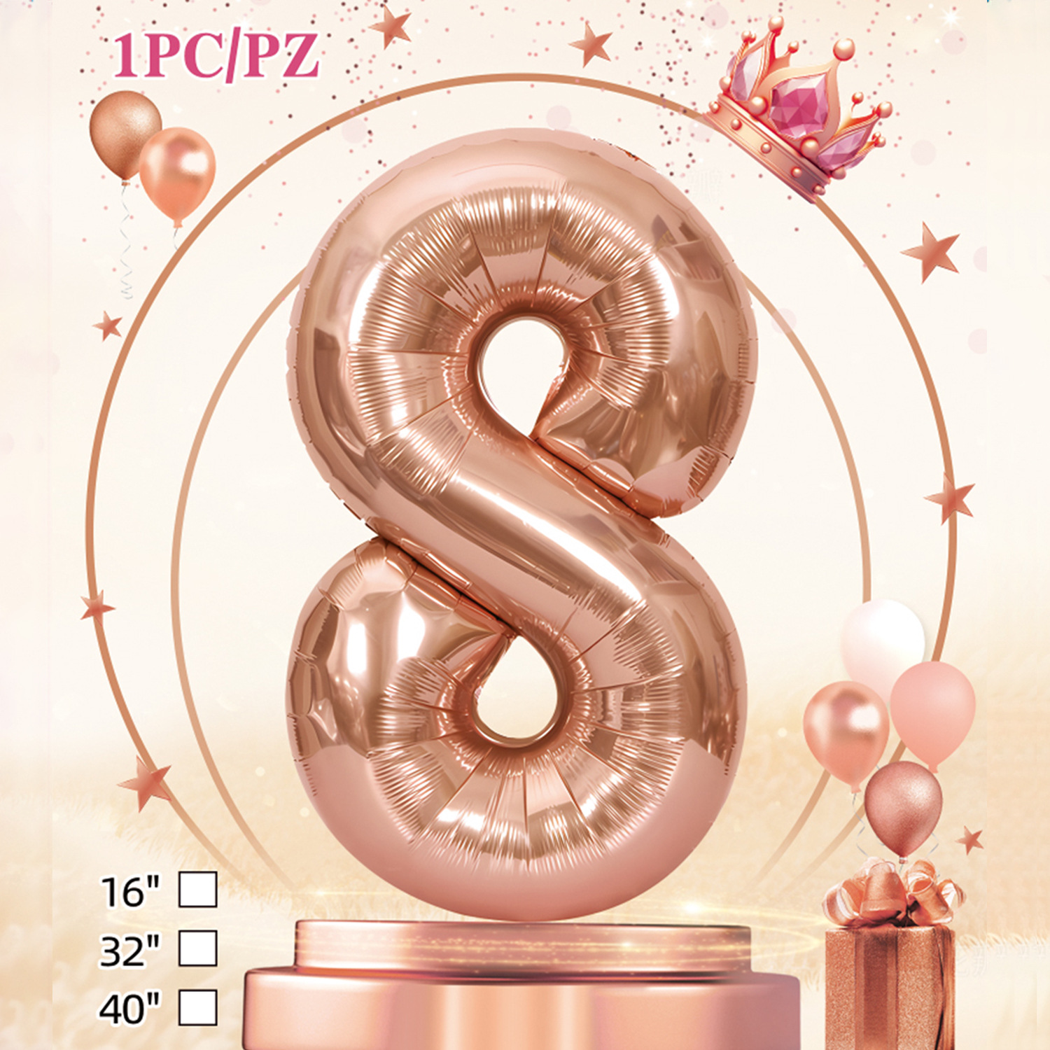 Embalaje de tarjeta de papel independiente digital de cumpleaños impreso en blanco de 32 pulgadas, decoración de fiesta de la versión estadounidense, película de aluminio, decoración de globos de papel de aluminio