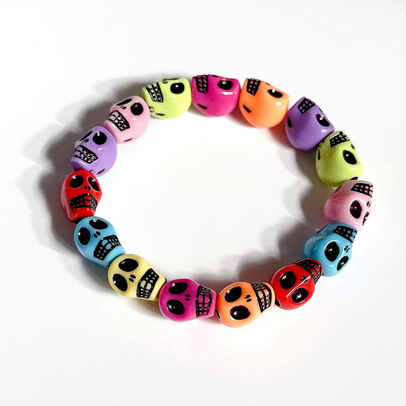 Bracciale con perline e teschio per uomo e donna stile retro_voghion.com