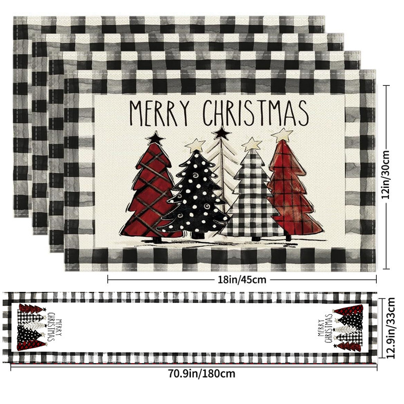 2025 アマゾンクリスマスプレースマットテーブルフラッグコンビネーションシリーズリネンプリントクリスマスパーティーレストラン装飾用品|undefined