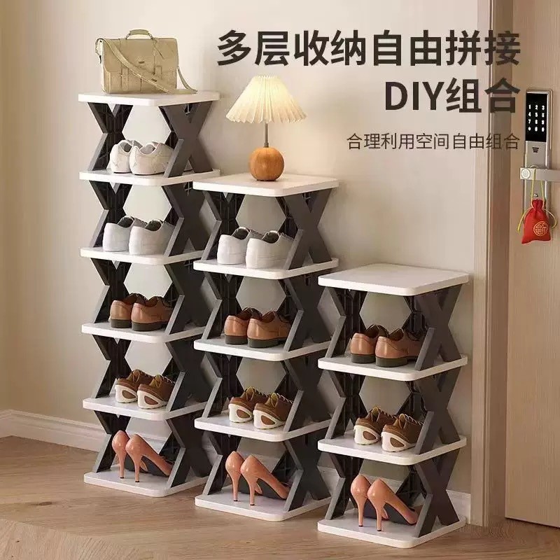 Estante de zapatos transfronterizos puerta doméstica almacenamiento pasillo ahorro de espacio vivienda de alquiler simple multicapa dormitorio desmontaje gabinete de zapatos interior