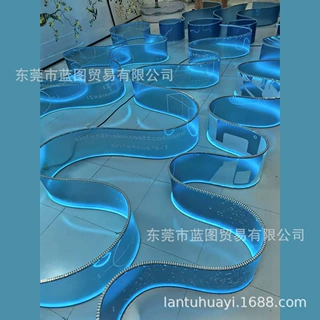 定制超长纯色渐变发光大厅穹顶展会广告装修轻质可变形吊灯飘带