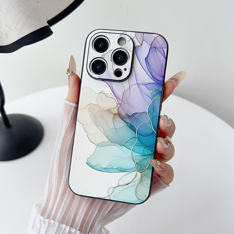 新款鎏金贴皮手机壳适用iPhone16苹果15ProMax浮雕烫金防摔保护套