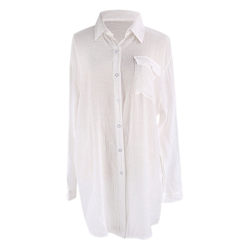 European and American new crepe cloth shirt seaside vacation blouse beach bikini coat shirt swimsuit outer cardigan