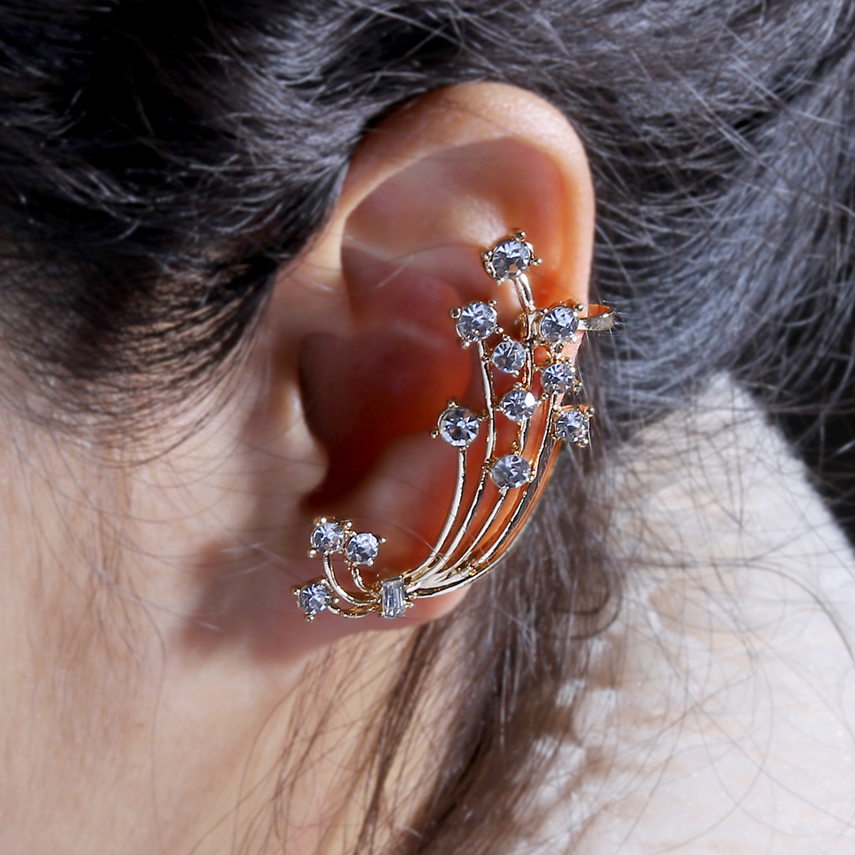 Ear clips, Ear Studs Classification Sweet Simple Style Flower Alloy Inlay Rhinestones Women's Ear Clips Ear Studs