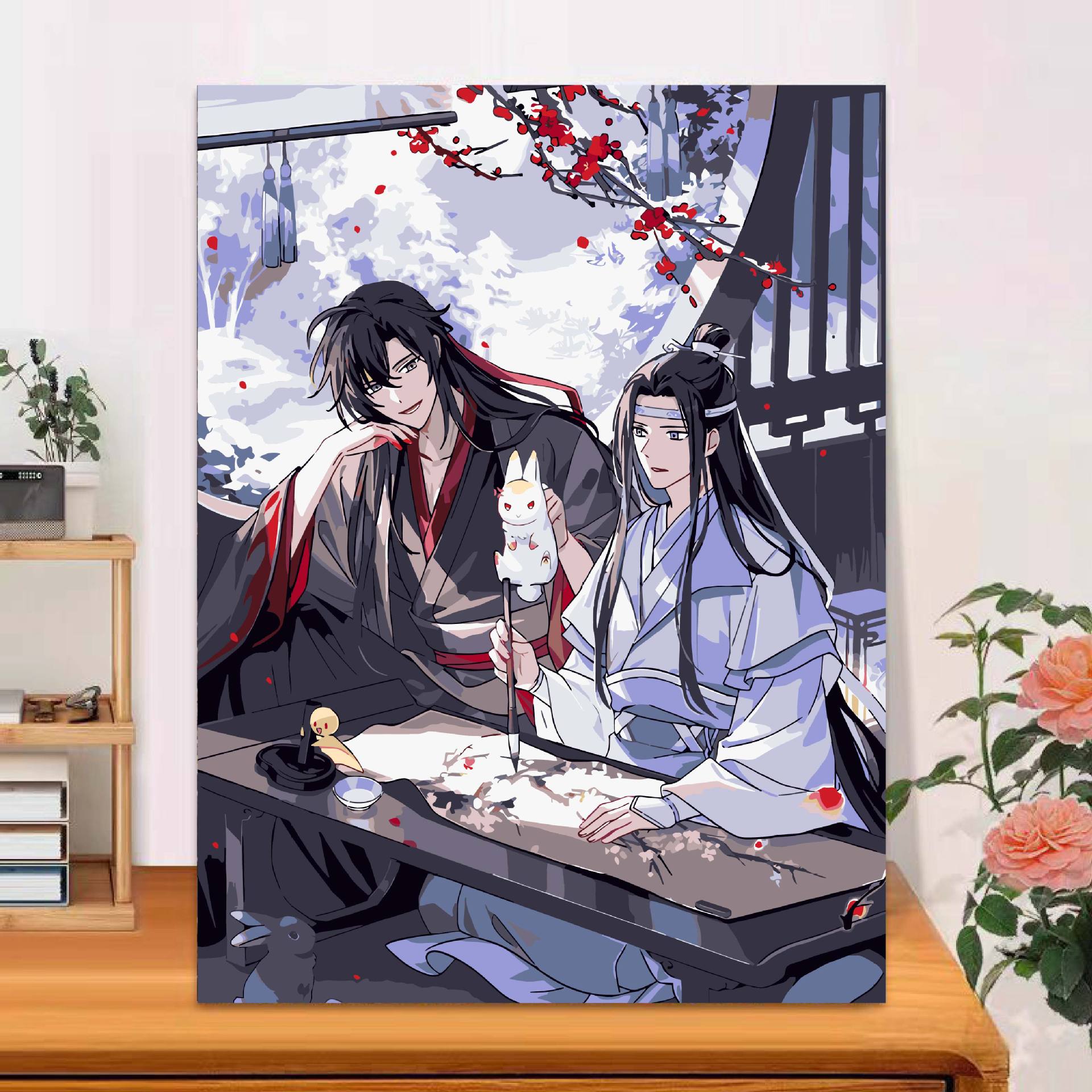 Tianguan bendijo pintura al óleo digital personajes animados a mano diy relleno pintura de color corazón comprensión de presión pintura al óleo a mano