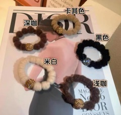 秋冬美拉德色系毛絨發圈高彈力氣質輕奢頭繩女扎馬尾簡約百搭發繩