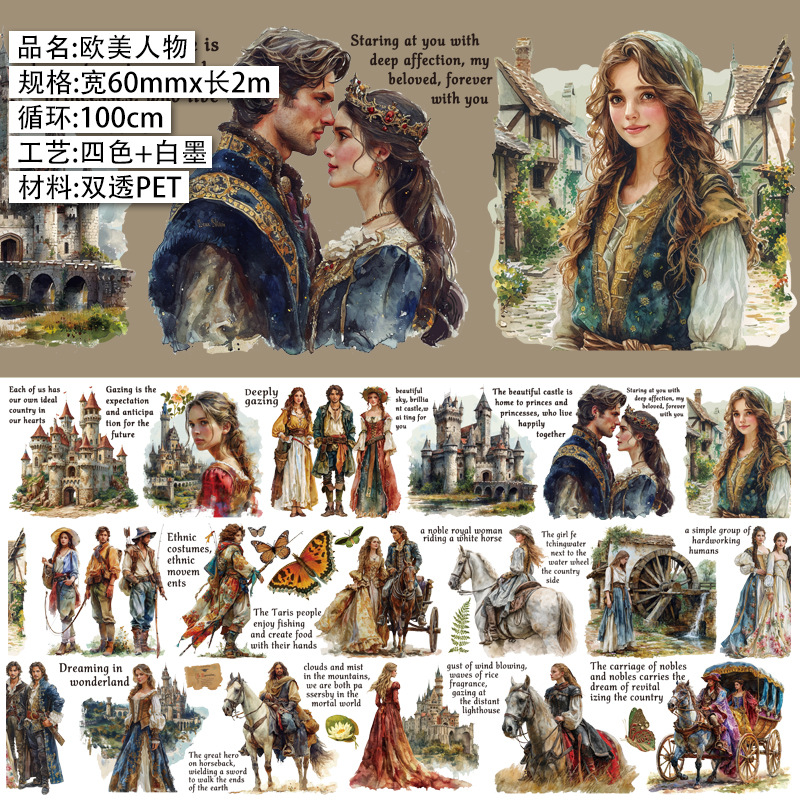 유럽과 미국의 문자 (폭 6cm, 길이 2m)PET