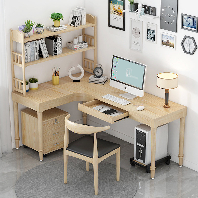 Simple Solid Wood L-shaped Computer Table Customized Corner Workbench Corner Desk Office Desk Home Computer Table