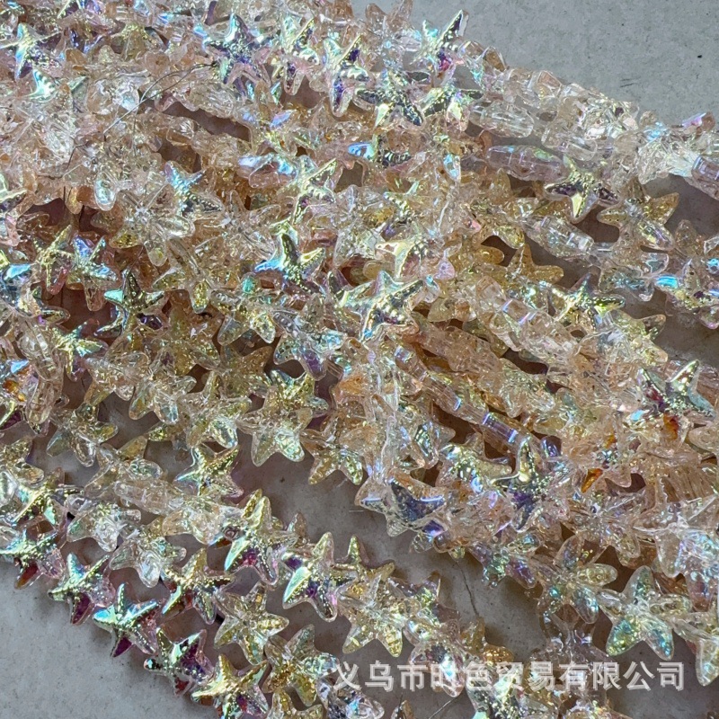 Colgante de cristal de forma especial perlas de vidrio estampado estrella de mar pentagramas cuentas collar DIY multicolor accesorios pendientes para el cabello