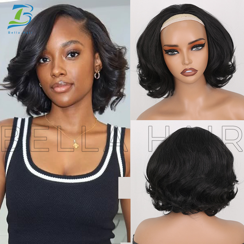Black Yaki Wig with Large Curls, 3/4 Half Wig, Synthetic Fiber, High-Temperature Yarn, Full Wig, Cross-Border In-Stock