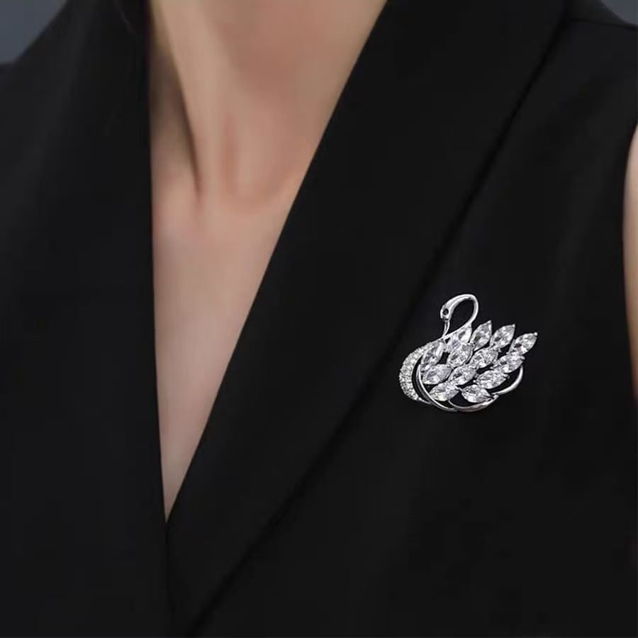 Corea del Sur elegante micro incrustaciones ZIRCON Cisne broche de las mujeres simple traje ramillete moda cardigan pin Otoño e Invierno Accesorios