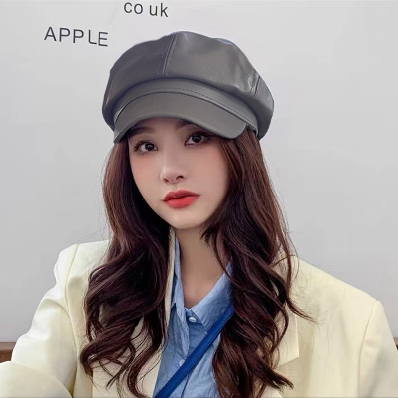 美拉德八角帽子女纯色贝雷帽女秋冬季2025新款复古画家帽子显脸小|undefined
