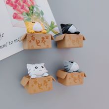 求包养磁铁猫咪DIY冰箱贴 卡通创意立体纸箱猫磁性留言帖家居装饰